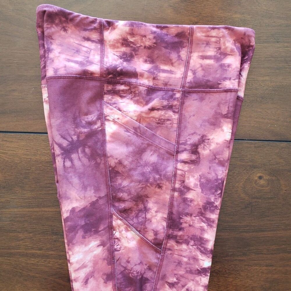 Jessica Simpson Sportswear Size L Ankle Legging Maroon Tie Dye Yoga Gym Workout - Picture 4 of 8